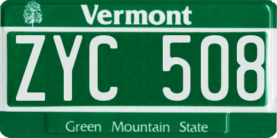 VT license plate ZYC508