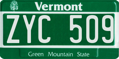 VT license plate ZYC509