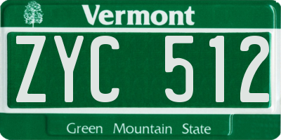 VT license plate ZYC512