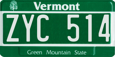 VT license plate ZYC514