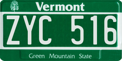 VT license plate ZYC516