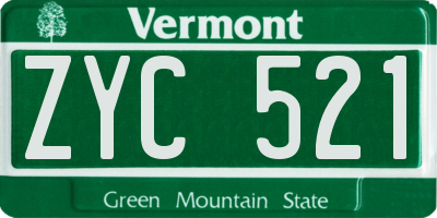 VT license plate ZYC521