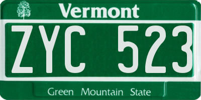 VT license plate ZYC523