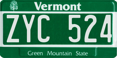 VT license plate ZYC524