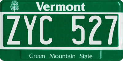 VT license plate ZYC527
