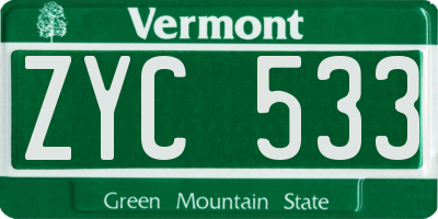 VT license plate ZYC533