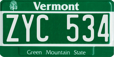 VT license plate ZYC534