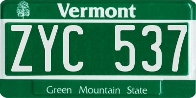 VT license plate ZYC537