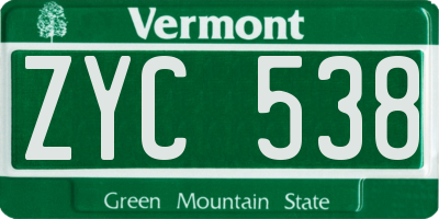 VT license plate ZYC538