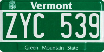VT license plate ZYC539