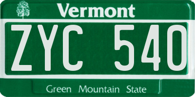 VT license plate ZYC540