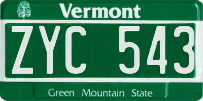 VT license plate ZYC543