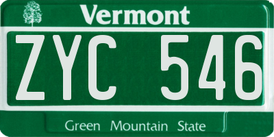 VT license plate ZYC546