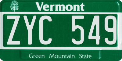 VT license plate ZYC549