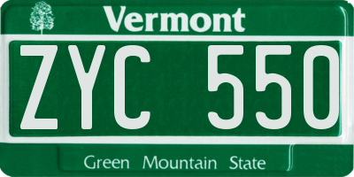 VT license plate ZYC550