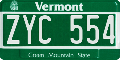 VT license plate ZYC554