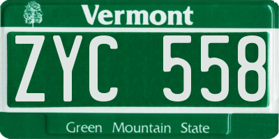 VT license plate ZYC558