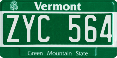 VT license plate ZYC564
