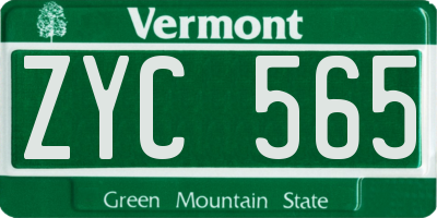 VT license plate ZYC565