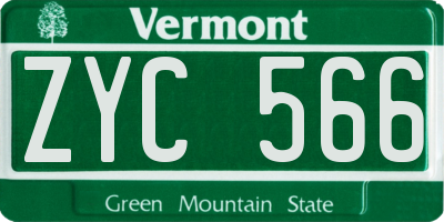 VT license plate ZYC566