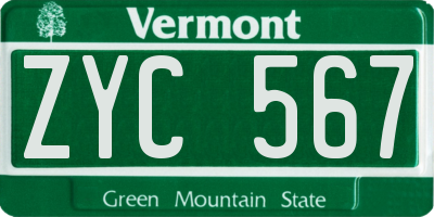VT license plate ZYC567