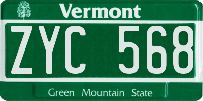 VT license plate ZYC568