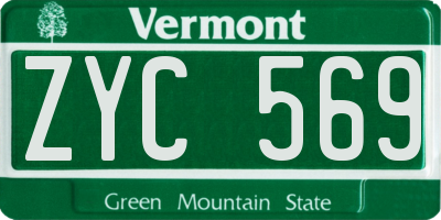 VT license plate ZYC569