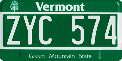 VT license plate ZYC574