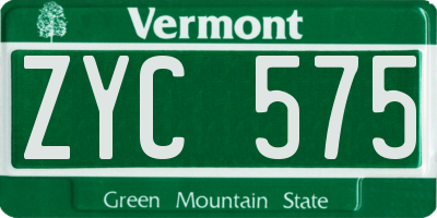 VT license plate ZYC575
