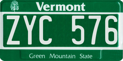 VT license plate ZYC576