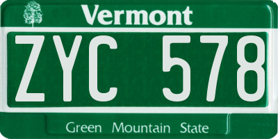 VT license plate ZYC578