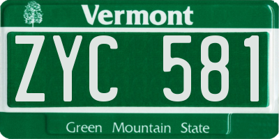 VT license plate ZYC581