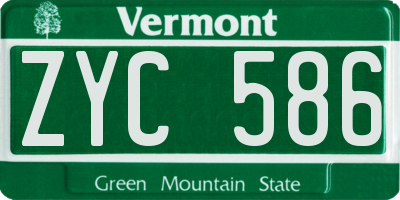 VT license plate ZYC586