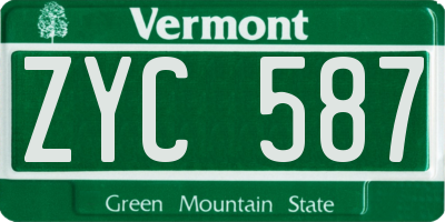 VT license plate ZYC587