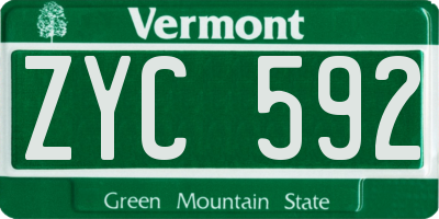 VT license plate ZYC592