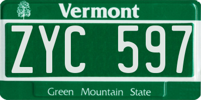 VT license plate ZYC597
