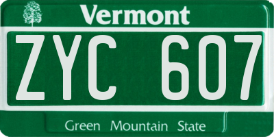 VT license plate ZYC607