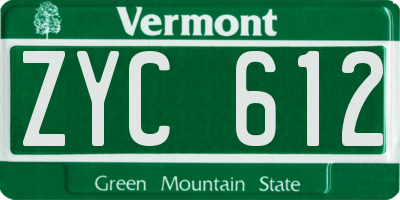 VT license plate ZYC612