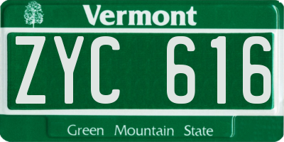 VT license plate ZYC616