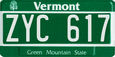 VT license plate ZYC617