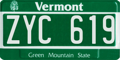 VT license plate ZYC619
