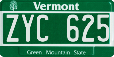 VT license plate ZYC625