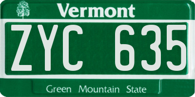 VT license plate ZYC635