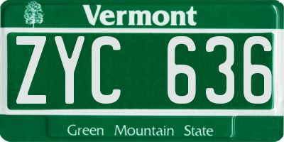 VT license plate ZYC636
