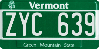 VT license plate ZYC639