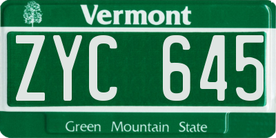 VT license plate ZYC645
