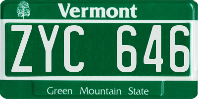 VT license plate ZYC646