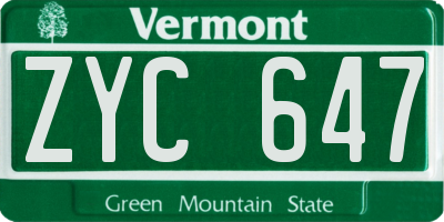 VT license plate ZYC647