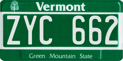 VT license plate ZYC662