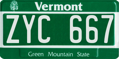 VT license plate ZYC667